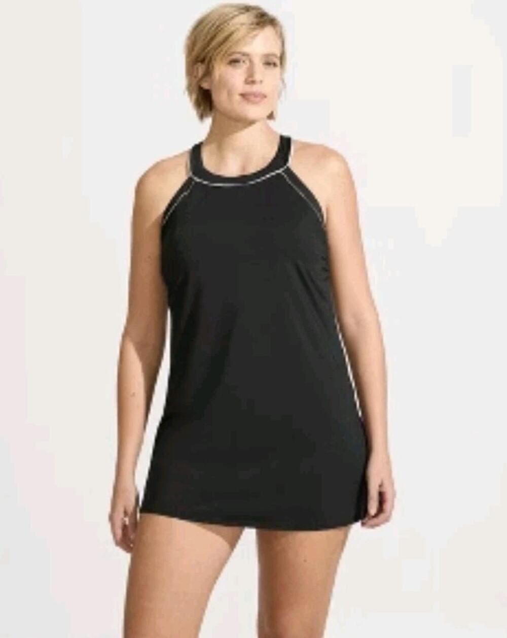NWT Lands End Lycra Tummy Control Swim Dress One Piece Swimsuit Sz 14DDD‎ #678